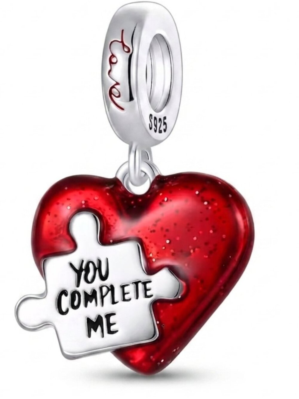 Missing Piece Sparkle Heart Charm